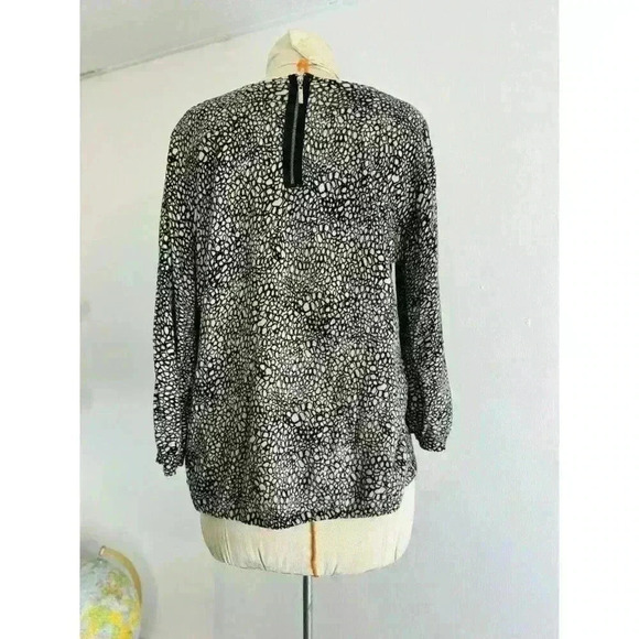 Dana Buchman Sweater Womens XL Black Tan Animal Print 3/4 Sleeve Rear Zip Casual - Picture 7 of 10